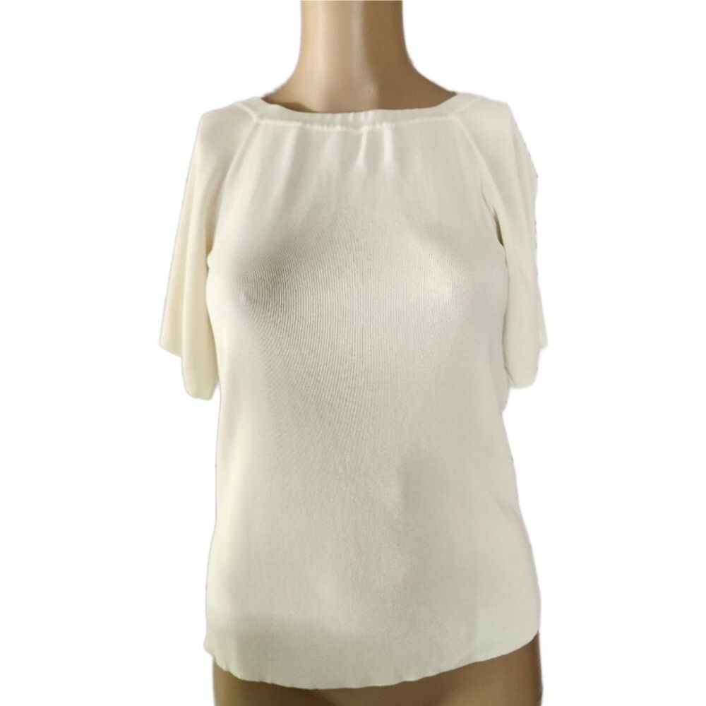 Archival Sita Murt Cream Ribbed Knit Short Sleeve Top NWT EU 36 US XS MSRP $235
